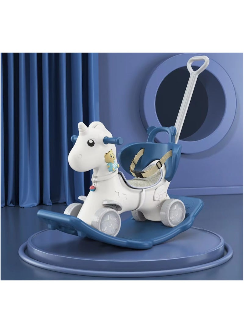 حصان هزاز ثلاثه في واحد للأطفال الصغار حصان هزاز , لعبة هزاز مع لوح توازن قابل للفصل ومسند للقدمين - Image 1