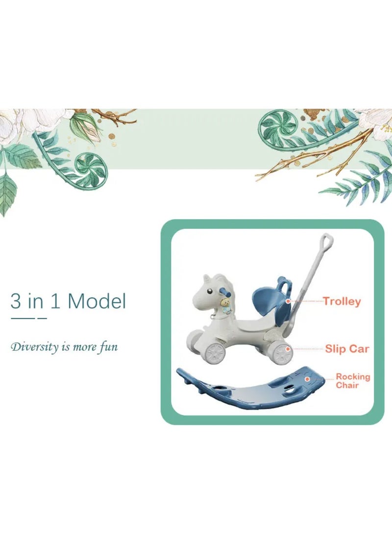 حصان هزاز ثلاثه في واحد للأطفال الصغار حصان هزاز , لعبة هزاز مع لوح توازن قابل للفصل ومسند للقدمين - Image 2