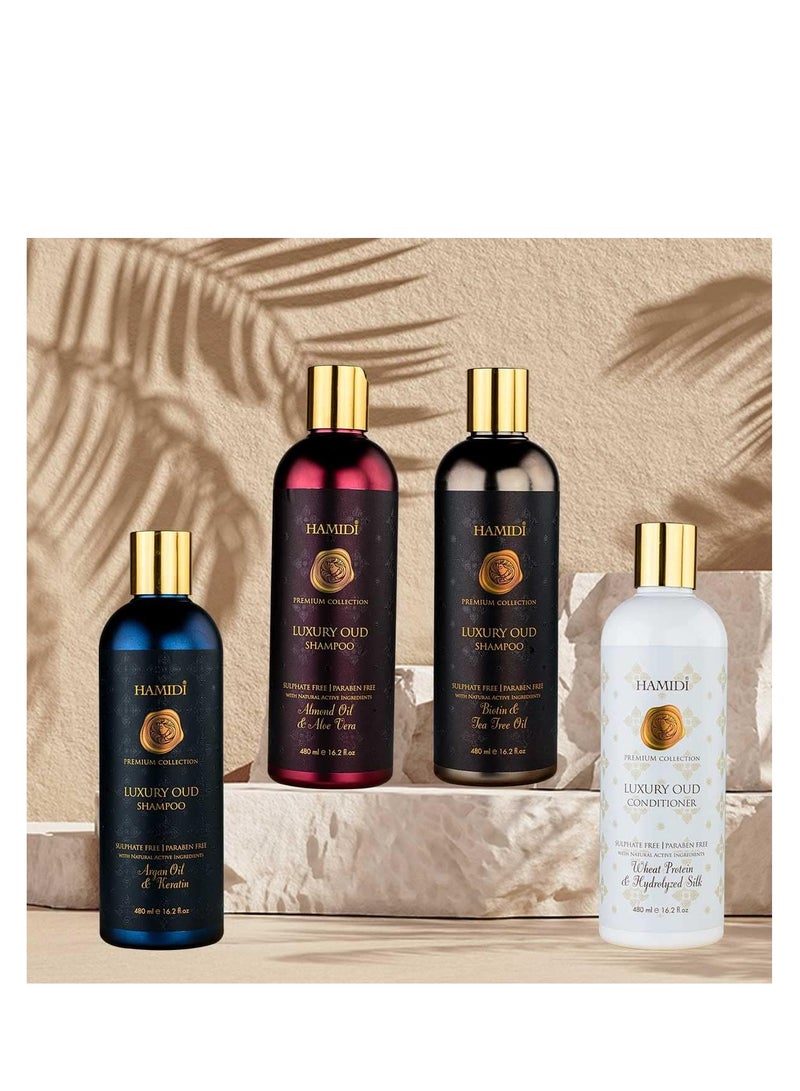حميدي بلسم حميدي للعود الفاخر، بروتين القمح والحرير المتحلل، 480 مل مع مكونات طبيعية نشطة للجنسين - Image 3
