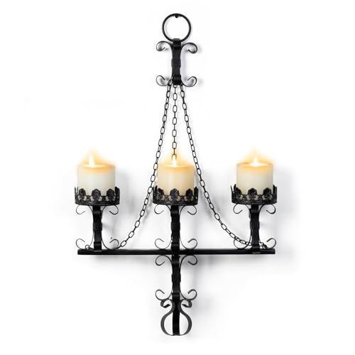 WOPARTY Black Wall Candle Sconces3 Iron CandelabraGothic Victorian DecorRustic wall Candle Holder for BathroomLiving RoomDining Room Indoor Outdoor Use - Image 1