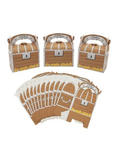 Excefore Treasure Chest Party Treat Boxes10 pcs Pirate Party Favor Goodie Boxes Gift Candy Box Case Grab Bag 11 x 7 x 14cm with Handle for Birthday Party Kid Play Pirate Game Supplies  - Image 1
