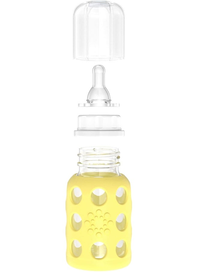 lifefactory Lifefactory Glass Baby Bottle with Stage 1 and Protective Silicone Sleeve Banana 4 Oz  - Image 4
