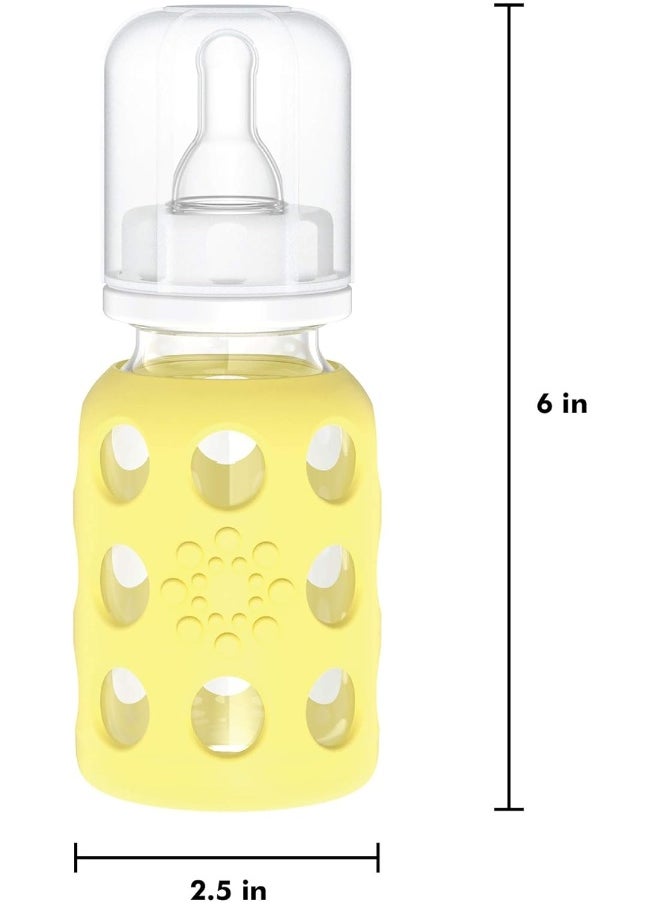 lifefactory Lifefactory Glass Baby Bottle with Stage 1 and Protective Silicone Sleeve Banana 4 Oz  - Image 5