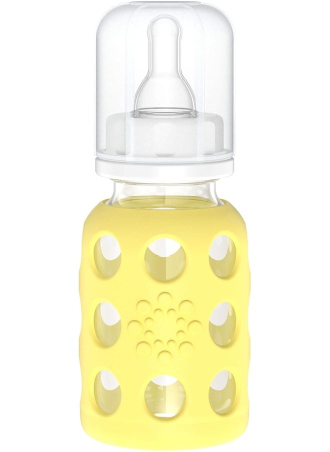 lifefactory Lifefactory Glass Baby Bottle with Stage 1 and Protective Silicone Sleeve Banana 4 Oz  - Image 1