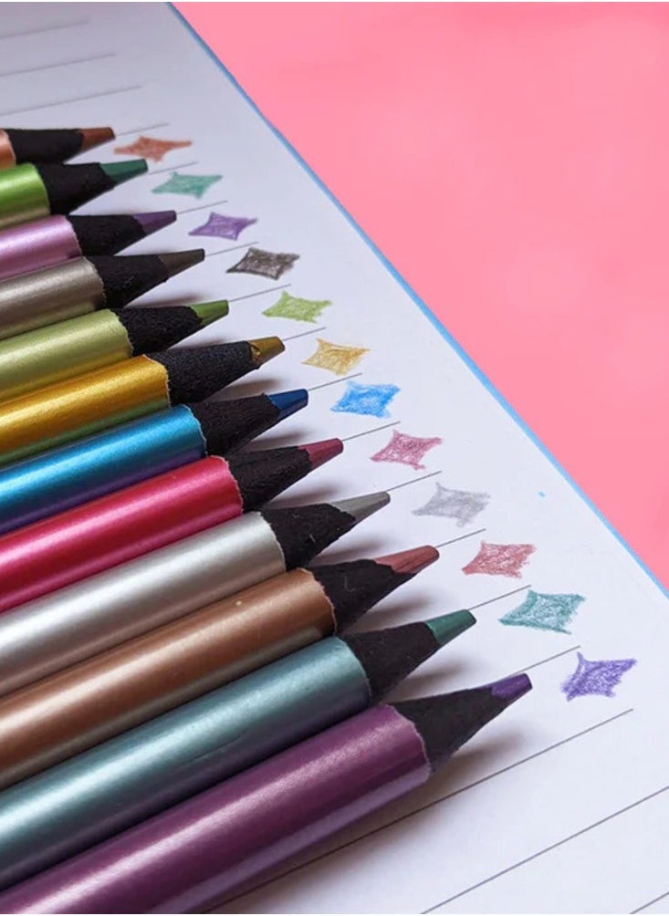 Tinc Metallic Colour Pencils - 12 Pieces - Image 2