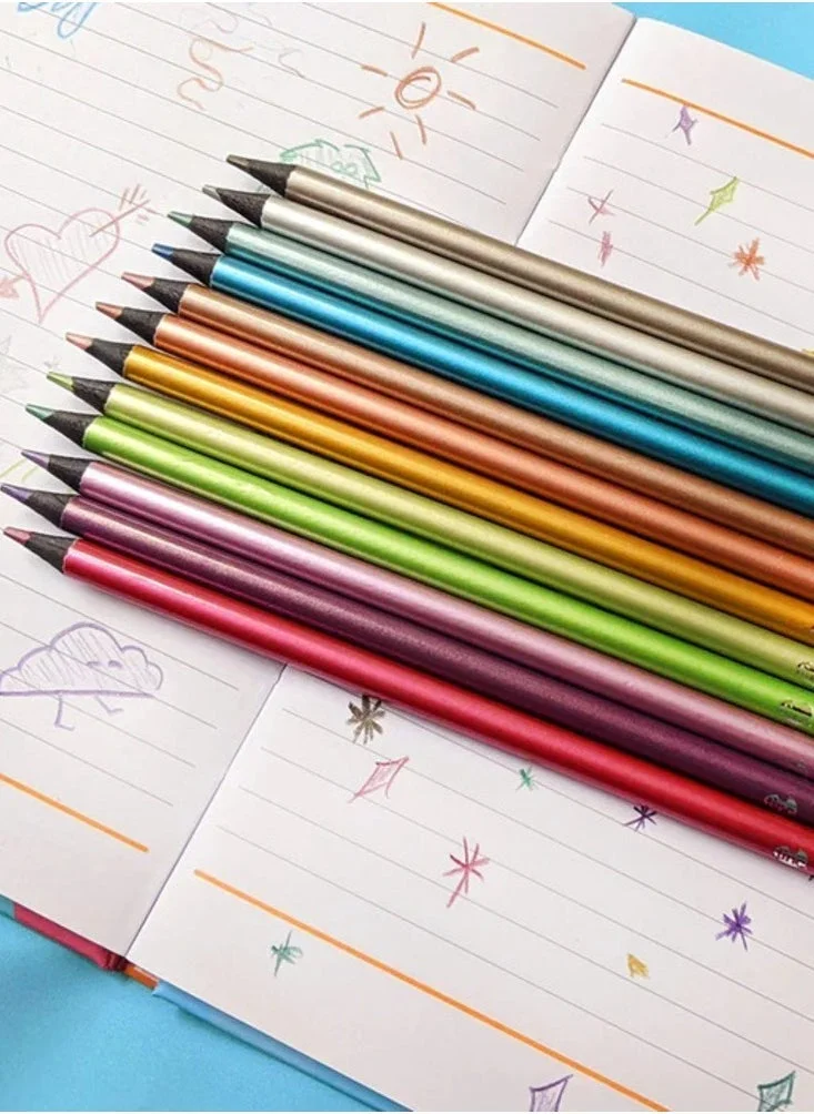 تينك Metallic Colour Pencils - 12 Pieces