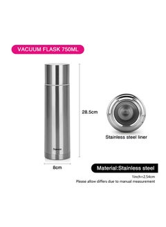 Fissman Coffee Thermos Double Wall Vacuum Flask 750ml Metallic Silver 304 Food Grade Stainless Steel, Up To 12Hours  Thermal Water Bottle for Tea Hot & Cold Drinks, Sealed Insulated Jug Water Flasks Bottles  - Image 5