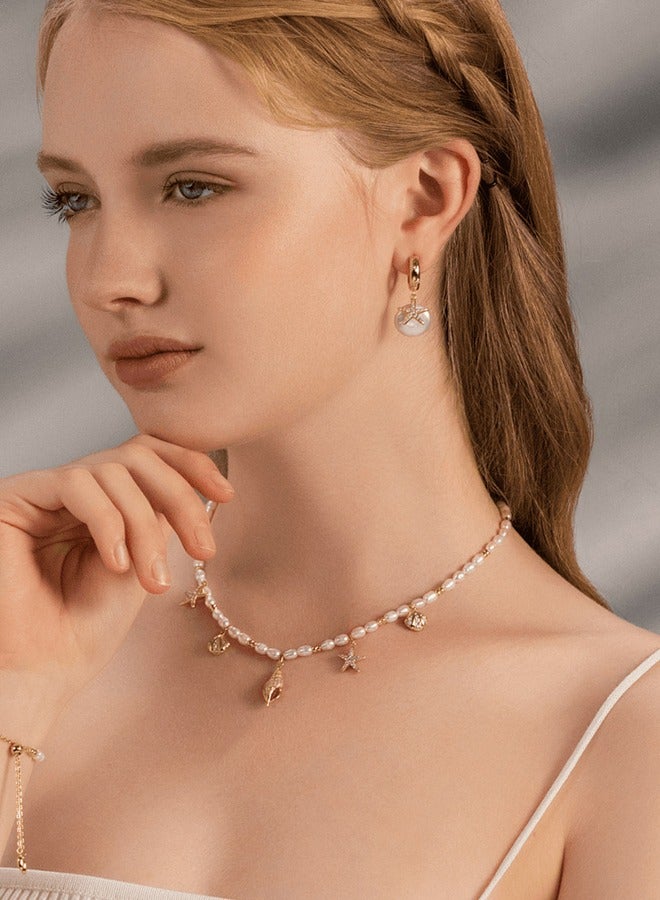 Initial Charm Necklace For Women Shell Necklaces Gold Charms Pendant Boho Summer Seashell Beach 14k Starfish Surfer Jewelry Gifts - Image 5