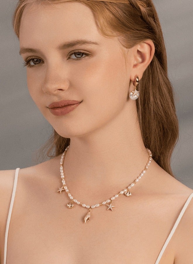 Initial Charm Necklace For Women Shell Necklaces Gold Charms Pendant Boho Summer Seashell Beach 14k Starfish Surfer Jewelry Gifts - Image 4