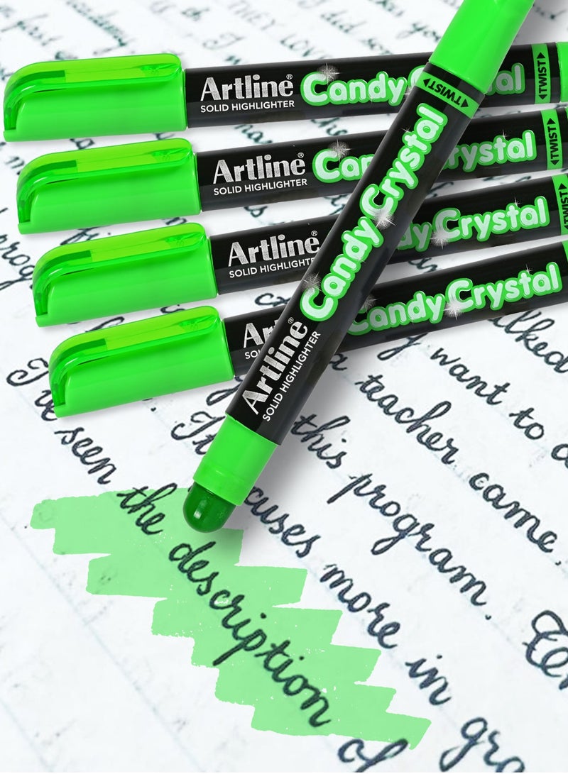 Artline 12 Pieces 680 Solid Highlighter, Candy Crystal Text Marker, Colour:Green - ARFLEK-680GR - Image 1