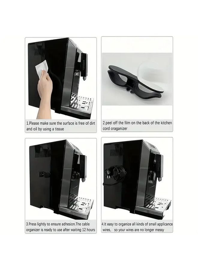 8 قطع مشابك الحبل المثبتة على الحائط لتنظيم الكابلات، 4 أسود و4 أبيض، خطافات متعددة الاستخدامات - Image 4
