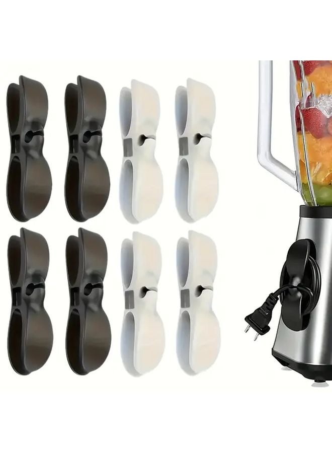 8 قطع مشابك الحبل المثبتة على الحائط لتنظيم الكابلات، 4 أسود و4 أبيض، خطافات متعددة الاستخدامات - Image 1