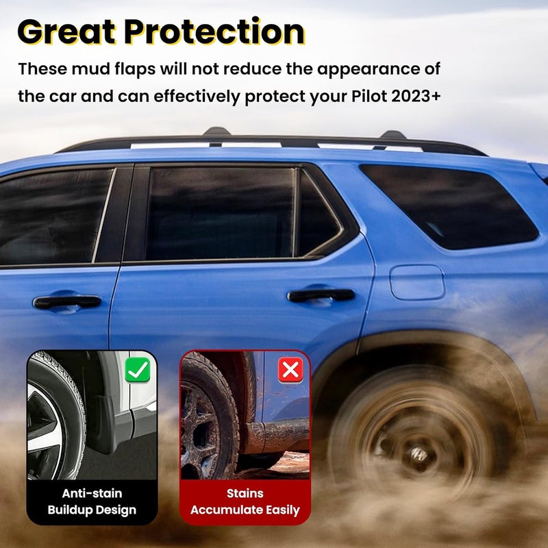 TECHPICCO Mud Flaps Compatible with Honda Pilot 2023-2025, Mud Guards 4pcs Fender Guards Compatible with Honda Pilot Accessories 2023 2024 2025 No Drill Splash Guards Demand fit global economical quality - Image 4
