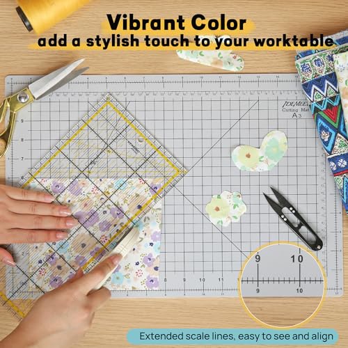 Idemeet Premium Self Healing Cutting Mat 18'' x 12'', A3 Non-slip Sewing Mat for Quilting, 5-Ply Rotary Cutting Board Double-Sided for Crafts Cutting Fabric Scrapbooking Modeling Projects, Slate Gray - Image 3