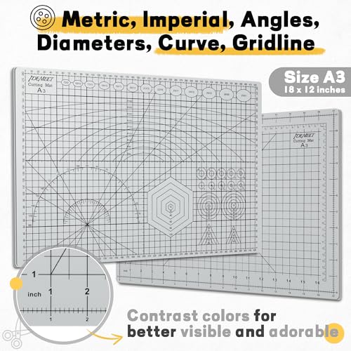Idemeet Premium Self Healing Cutting Mat 18'' x 12'', A3 Non-slip Sewing Mat for Quilting, 5-Ply Rotary Cutting Board Double-Sided for Crafts Cutting Fabric Scrapbooking Modeling Projects, Slate Gray - Image 2