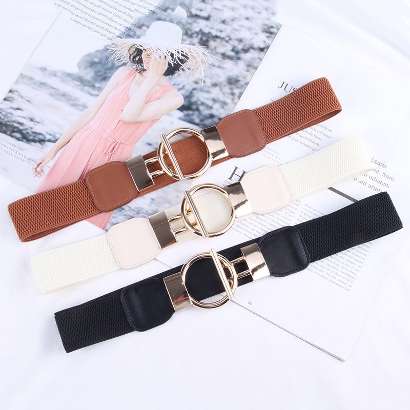 Elastic Waist Cincher Women Wide Belt Coat Dress Sweater A139 Black - Image 3