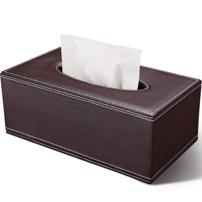 TISSUE BOX COVER RECTANGLE PU LEATHER TISSUE BOX HOLDER RECTANGULAR KLEENEX BOX COVERS FOR HOMEOFFICECAR DECORATION 984X523X377 BROWN