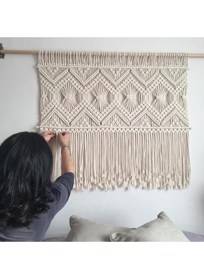 الأزرق جي دبليو على الطراز الشمالي ، نسيج كبير جديد منسوج يدويًا ، ستائر بوهيمية ، خلفية الزفاف الزخرفية ، معلقة على الحائط - Image 5