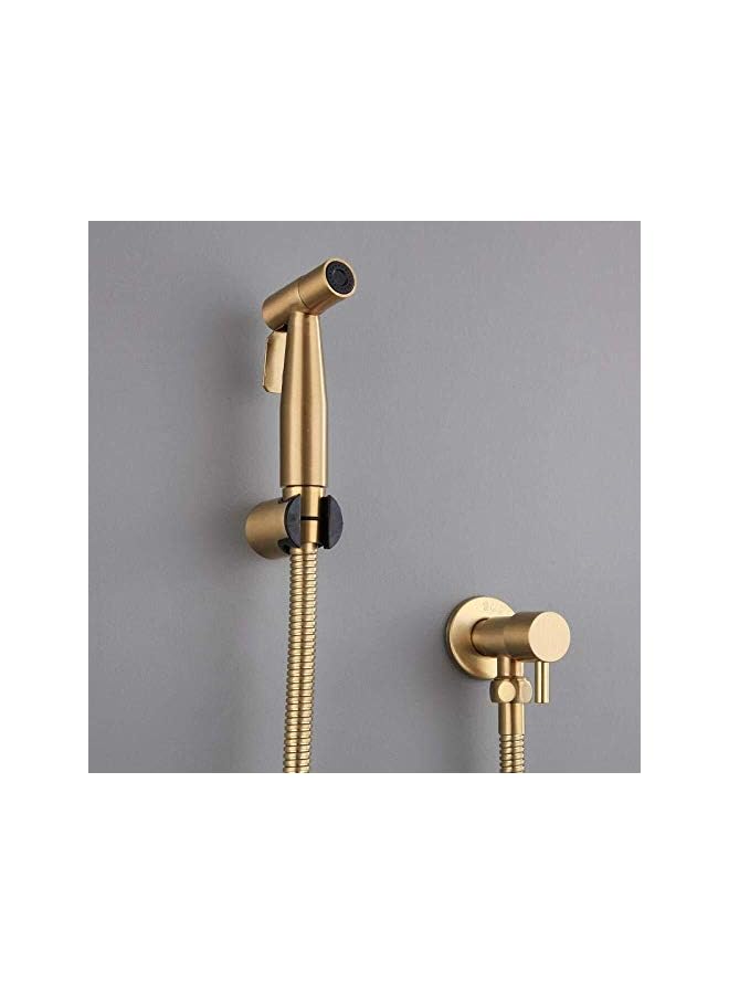 The Bros مجموعة رشاش المرحاض المحمولة من بروز من الفولاذ المقاوم للصدأ للأطفال ذوي الحفاضات القماشية - مجموعة صنبور ذهبية مصقولة عتيقة لرشاش البيديت في الحمام - Image 2