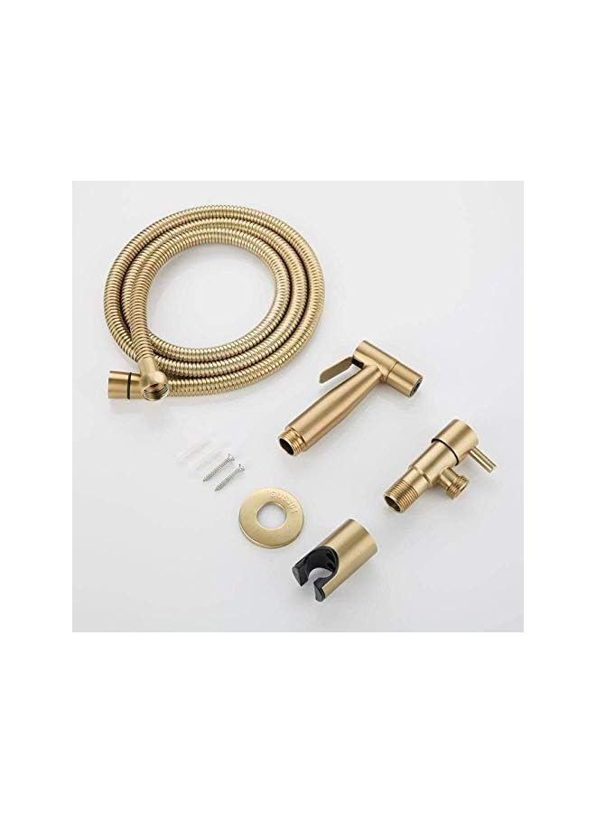 The Bros مجموعة رشاش المرحاض المحمولة من بروز من الفولاذ المقاوم للصدأ للأطفال ذوي الحفاضات القماشية - مجموعة صنبور ذهبية مصقولة عتيقة لرشاش البيديت في الحمام - Image 5