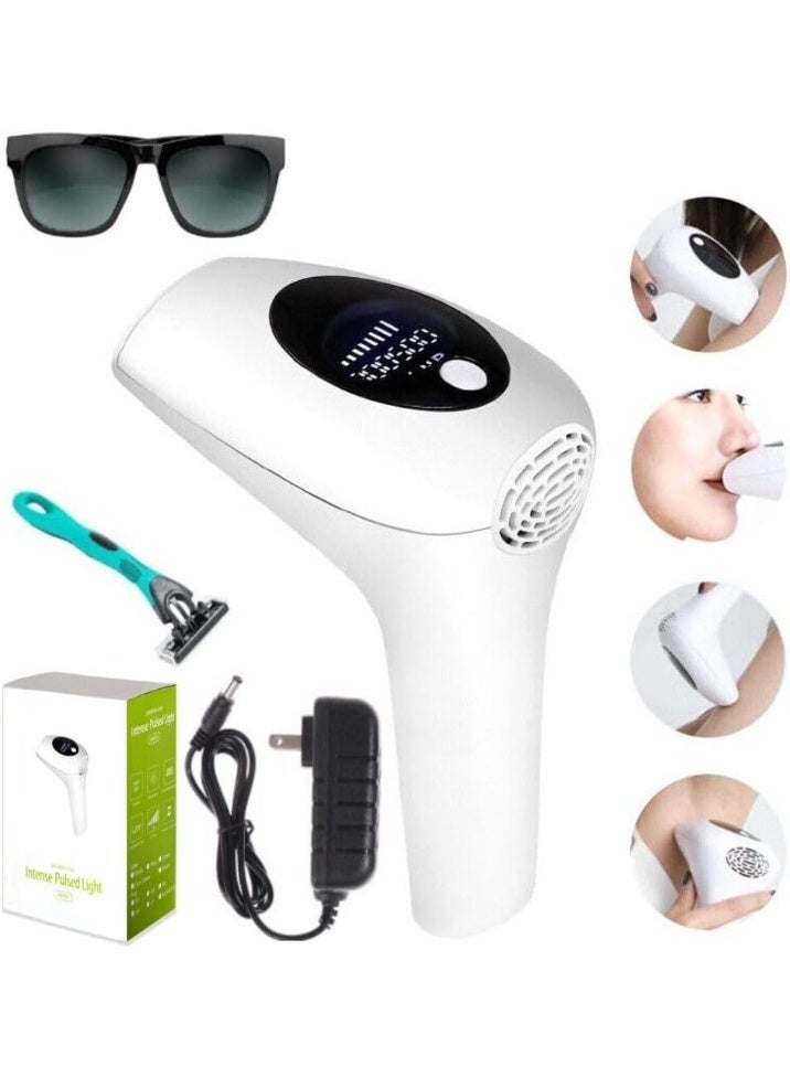جليفار جهاز إزالة الشعر بالليزر IPL مع شاشة LCD - جهاز إزالة الشعر الضوئي المنزلي الآمن واللطيف مع 5 مستويات طاقة، 999 ألف ومضة لبشرة ناعمة ونتائج تدوم طويلاً - Image 1