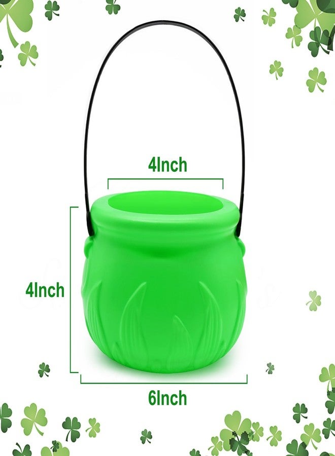 Kreyfer 6 Inch Plastic Green Cauldron Pot Kettle Candy Bowl, Leprechaun Pot of Gold Witch Cauldron Pot Bucket for St Patrick's Day, Mardi Gras, Halloween Decorations Trick or Treat Party Supplies - Image 2