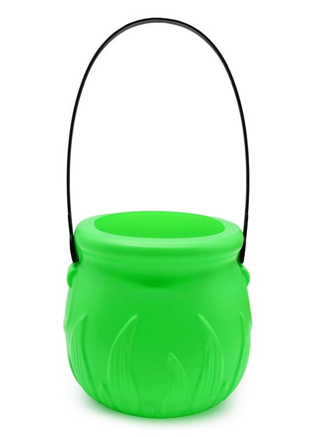 Kreyfer 6 Inch Plastic Green Cauldron Pot Kettle Candy Bowl, Leprechaun Pot of Gold Witch Cauldron Pot Bucket for St Patrick's Day, Mardi Gras, Halloween Decorations Trick or Treat Party Supplies - Image 1