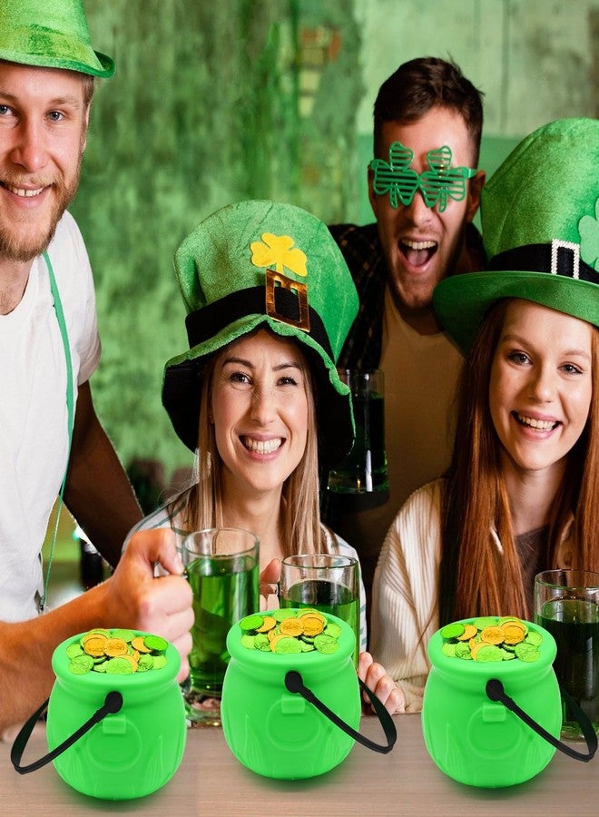 Kreyfer 6 Inch Plastic Green Cauldron Pot Kettle Candy Bowl, Leprechaun Pot of Gold Witch Cauldron Pot Bucket for St Patrick's Day, Mardi Gras, Halloween Decorations Trick or Treat Party Supplies - Image 4