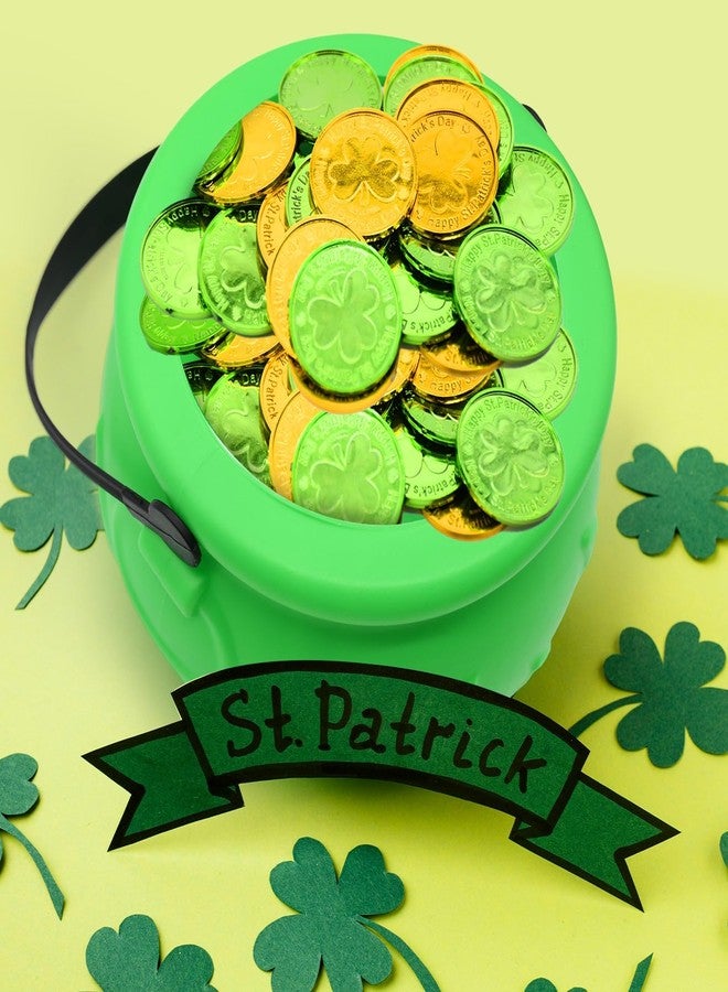 Kreyfer 6 Inch Plastic Green Cauldron Pot Kettle Candy Bowl, Leprechaun Pot of Gold Witch Cauldron Pot Bucket for St Patrick's Day, Mardi Gras, Halloween Decorations Trick or Treat Party Supplies - Image 5