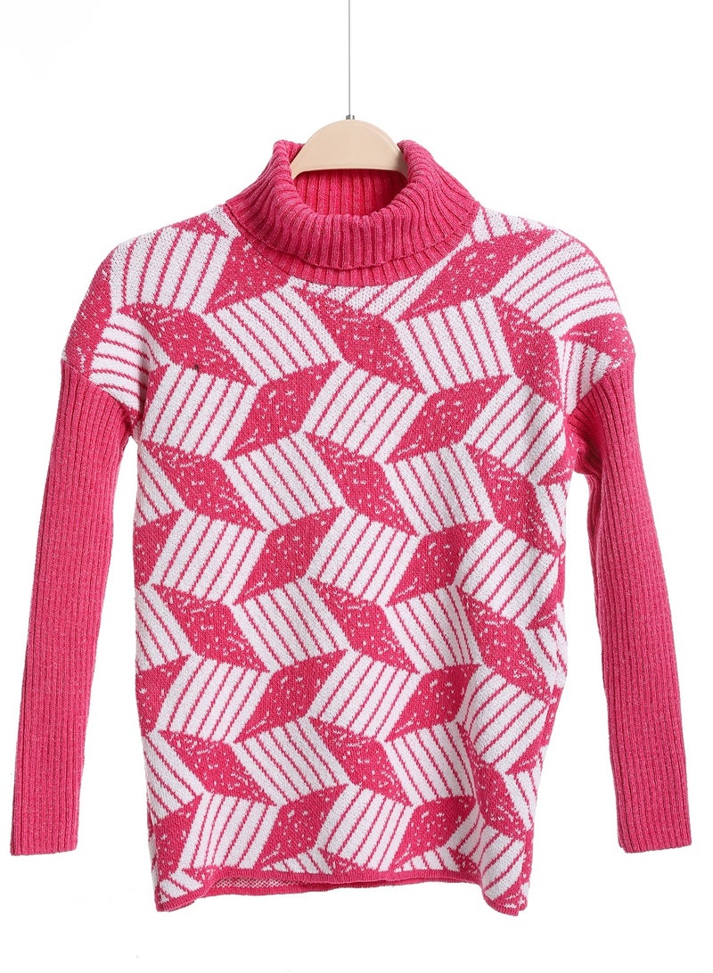 Caesar Girls Wool Pullover With Mutlicolour Design  - Image 1