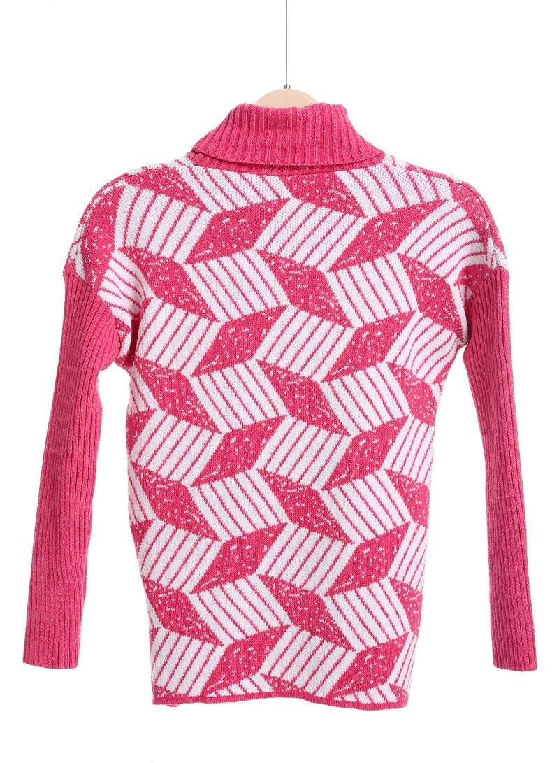 Caesar Girls Wool Pullover With Mutlicolour Design  - Image 2