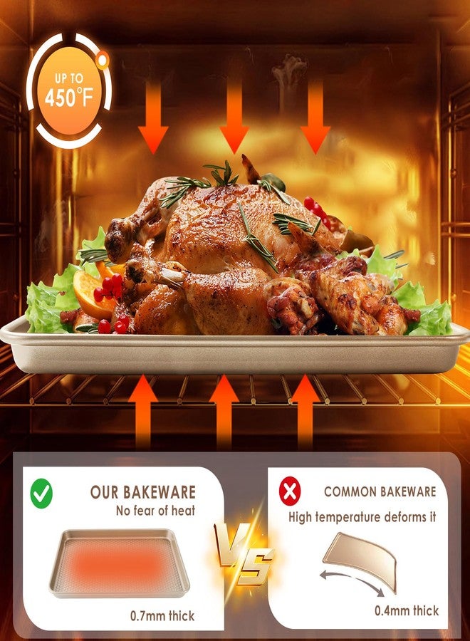 Deedro طقم صواني خبز مكون من 3 قطع، بنقشة ماسية، لون ذهبي شامبانيا - Image 5