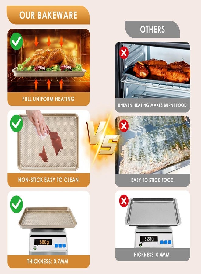 Deedro طقم صواني خبز مكون من 3 قطع، بنقشة ماسية، لون ذهبي شامبانيا - Image 3