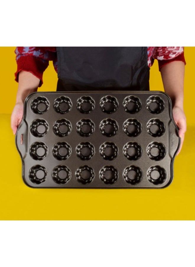 24-Cup Non-Stick Round Muffin And Cupcake Baking Pan Removable Bottom Carbon Steel Mini Cake Baking Tray 47.5x28x39cm