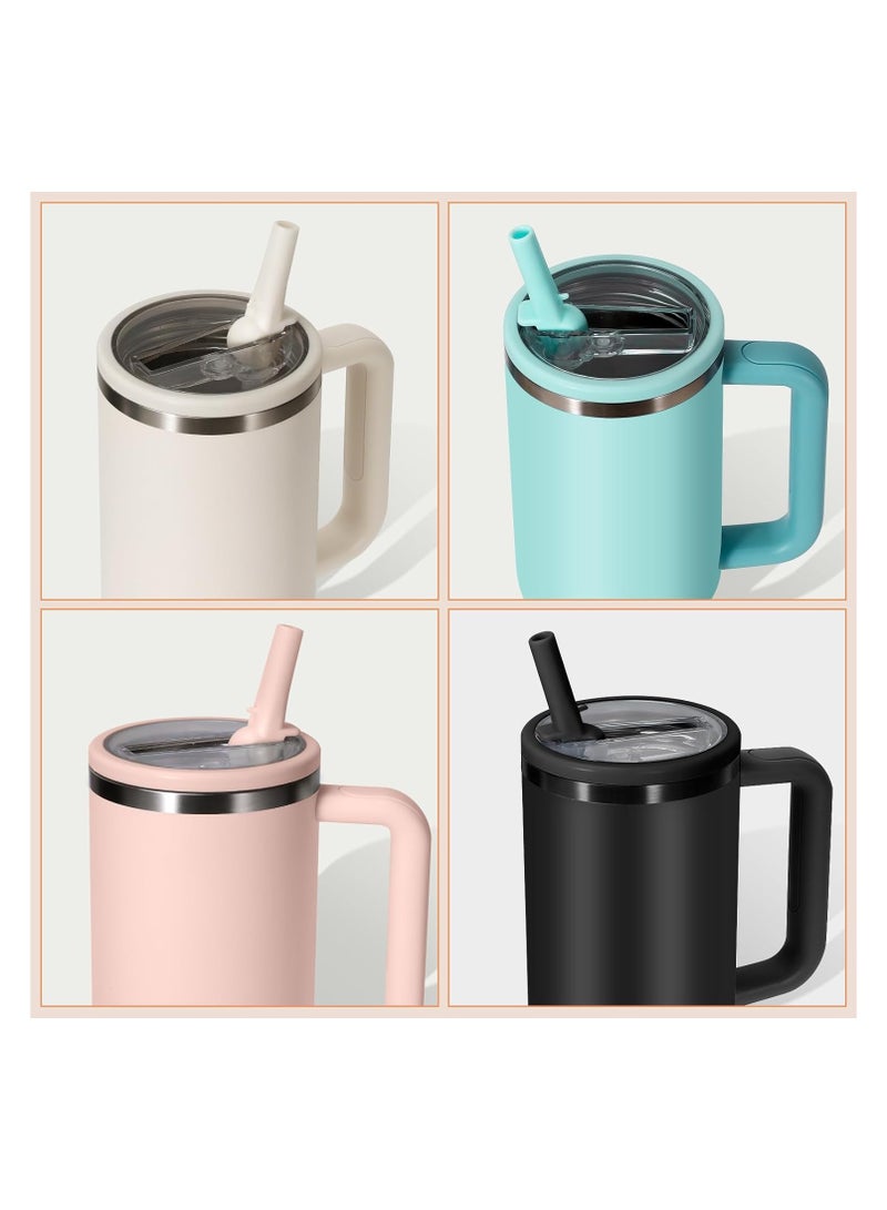 2 Pack 40 oz Tumbler Flip Straw Lid Replacement Fit for Stanley Quencher, Leak Proof for Stanley Lid Replacement Spill Proof Reusable Tumbler Cover Compatible with 40oz Stanley Cup Accessories - Image 2