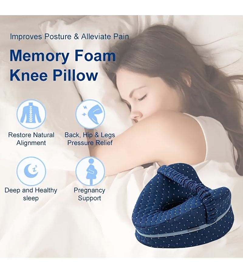 Ergonomic Side Sleeping Leg Pillow with High Density Adjustable Strap Blue Hand Washable Portable Design Ideal Gift for Side Sleepers Comfortable Sleep Aid - Image 2
