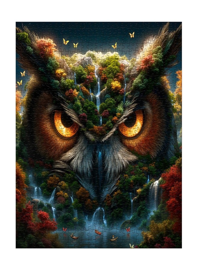 BBOLDIN Owl 3D Landscape Puzzles for Adults 1000 Pieces, Fantasy Forest Mountain Jigsaw Puzzle, Nature Waterfall Animal Puzzle - Image 1