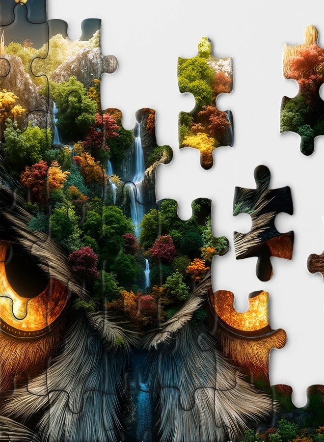 BBOLDIN Owl 3D Landscape Puzzles for Adults 1000 Pieces, Fantasy Forest Mountain Jigsaw Puzzle, Nature Waterfall Animal Puzzle - Image 3