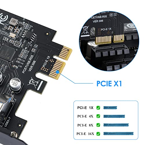 MZHOU 7-Port USB 3.0 PCIe Expansion Card for Desktop PC, 5Gbps SuperSpeed Data Transfer, PCI Express to USB 3.0 Hub Card with 4 Dedicated Channels & UASP Support, Plug & Play, Windows 10/11, Linux, Mac OS - Image 2