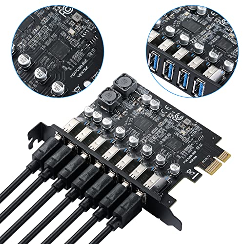 MZHOU 7-Port USB 3.0 PCIe Expansion Card for Desktop PC, 5Gbps SuperSpeed Data Transfer, PCI Express to USB 3.0 Hub Card with 4 Dedicated Channels & UASP Support, Plug & Play, Windows 10/11, Linux, Mac OS - Image 5