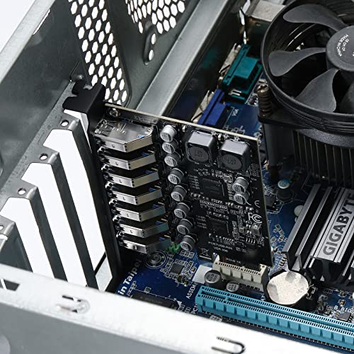 MZHOU 7-Port USB 3.0 PCIe Expansion Card for Desktop PC, 5Gbps SuperSpeed Data Transfer, PCI Express to USB 3.0 Hub Card with 4 Dedicated Channels & UASP Support, Plug & Play, Windows 10/11, Linux, Mac OS - Image 4