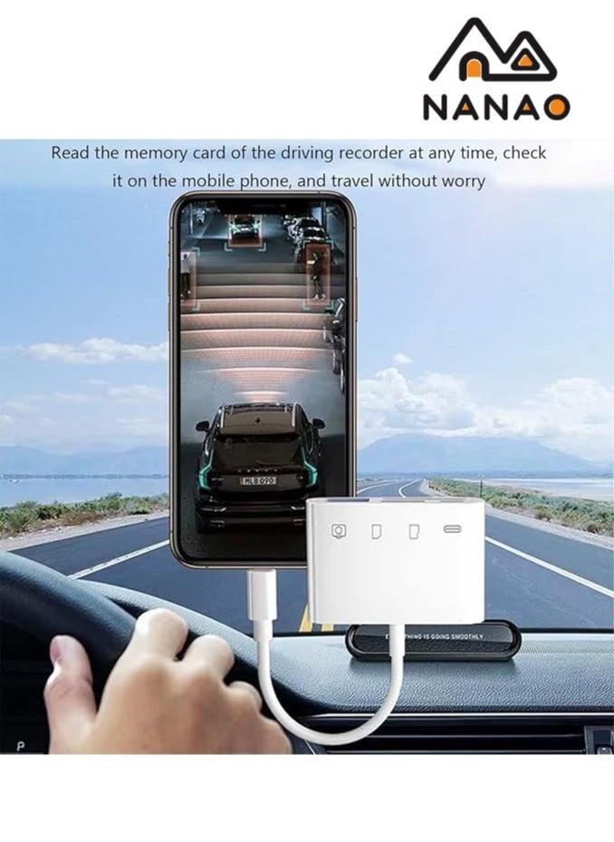 Lightning to SD Card Reader for iPhone,USB Camera Adapter 4 in 1 USB Female OTG Adapter Compatible SD/TF Card, Memory Card Reader Portable USB 3.0 Adapter,Sd Card Adapter with Fast Charging Port