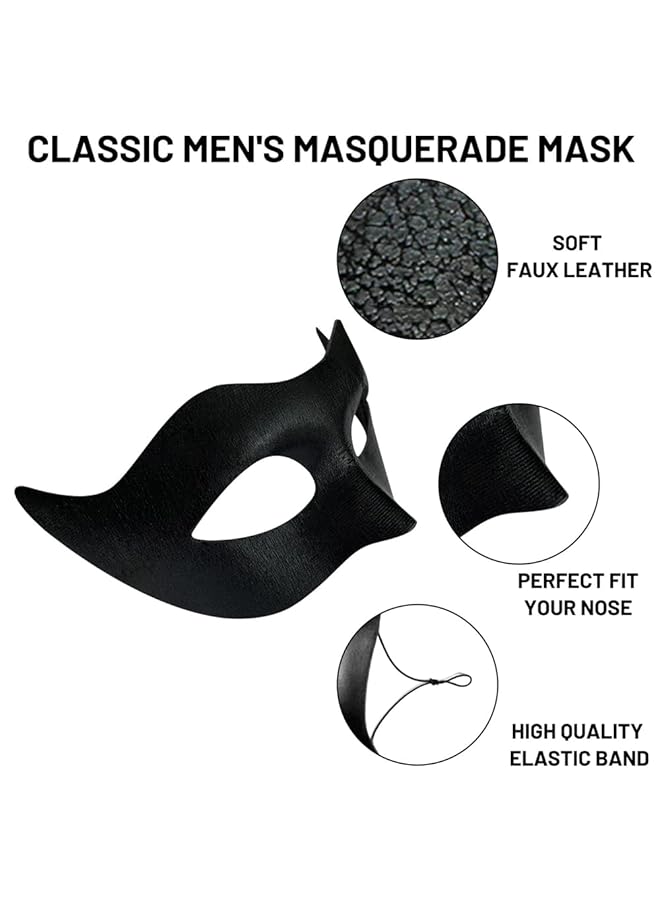 erorex Masquerade Mask For Men Classic Vintage Venetian Mens Mask Lightweight Gentle Specially For Costume Theme Parties Cosplay Mardi Gras Super Hero Mask Accessory One Size Black - Image 3