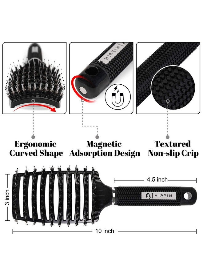 HIPPIH Boar Hair Brushes 2 Pack, Suitable for Men, Women & Kids’ Long Curly Wet or Dry Hair, HIPPIH Hairbrush for Thick Hair Can Adds Shine and Makes Hair Smooth - Image 2