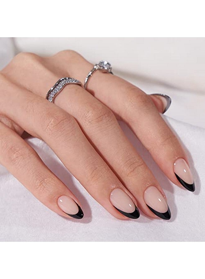 بي تي آرت بوكس أظافر BTArtbox الفرنسية ذات الأطراف المضغوطة بلون اللوز - أظافر قصيرة قابلة للتثبيت بمناسبة رأس السنة الجديدة، هدية للنساء، أظافر لاصقة طبيعية فائقة النعومة وقابلة لإعادة الاستخدام، متوفرة في 16 مقاسًا - مجموعة من 30 أظافر صناعية، لون أسود فرنسي - Image 2