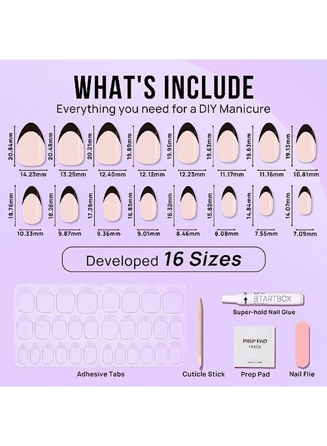 بي تي آرت بوكس أظافر BTArtbox الفرنسية ذات الأطراف المضغوطة بلون اللوز - أظافر قصيرة قابلة للتثبيت بمناسبة رأس السنة الجديدة، هدية للنساء، أظافر لاصقة طبيعية فائقة النعومة وقابلة لإعادة الاستخدام، متوفرة في 16 مقاسًا - مجموعة من 30 أظافر صناعية، لون أسود فرنسي - Image 5