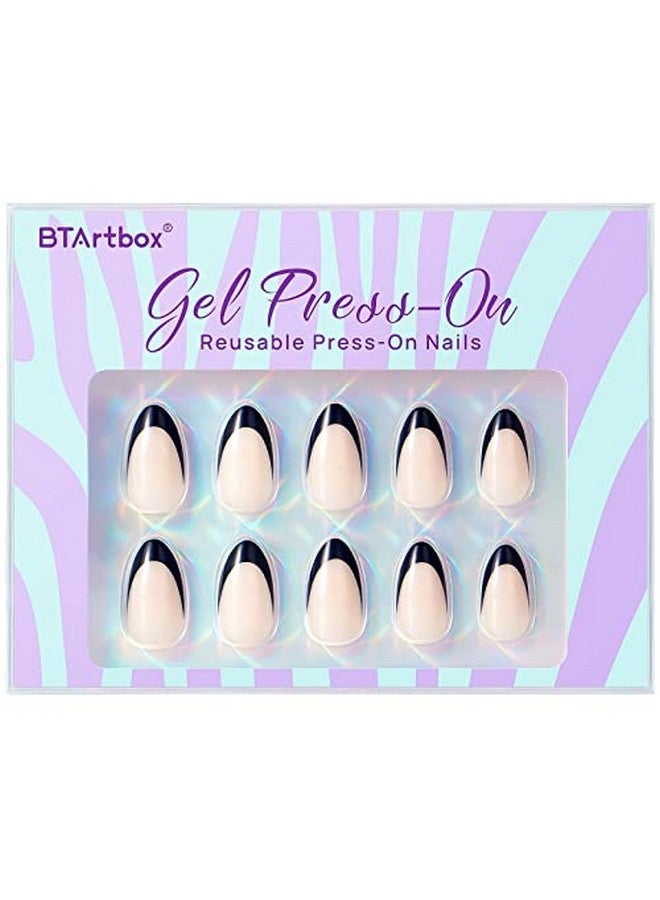 بي تي آرت بوكس أظافر BTArtbox الفرنسية ذات الأطراف المضغوطة بلون اللوز - أظافر قصيرة قابلة للتثبيت بمناسبة رأس السنة الجديدة، هدية للنساء، أظافر لاصقة طبيعية فائقة النعومة وقابلة لإعادة الاستخدام، متوفرة في 16 مقاسًا - مجموعة من 30 أظافر صناعية، لون أسود فرنسي - Image 3