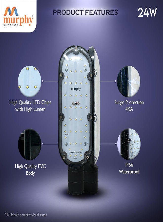 Murphy LED 24W Dusk to Dawn Auto Day/Night ON/Off Street Light, IP-65 Outdoor Light (Cool White, Pack of 1) - Image 2