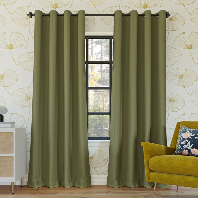 Sun Zero Nordic 2-Pack 2-Pack Theater Grade Extreme Total Blackout Grommet Curtain Panel Pair, 52" x 84", Sage Green - Image 1