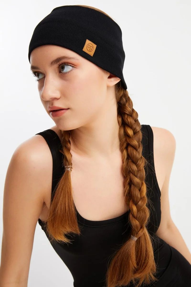 بوتيكجيز Black Women's Cotton Camisole, Non-Slip, Sweatproof, Ultra Light, Sports Hair Band Bandana Buff